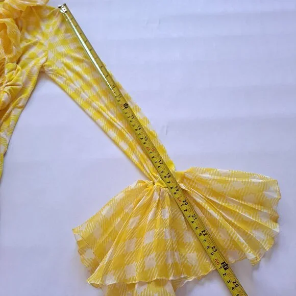 Roberto Cavalli Yellow Ruffle Sheer Silk Blouse Size 38 / XS - Picture 14 of 16